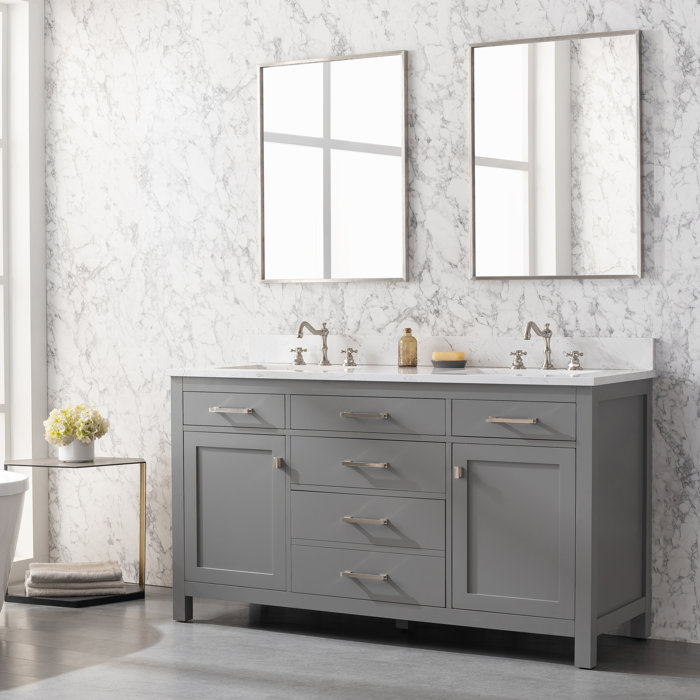 Mercury Row® Atencio 60'' Freestanding Double Bathroom Vanity with